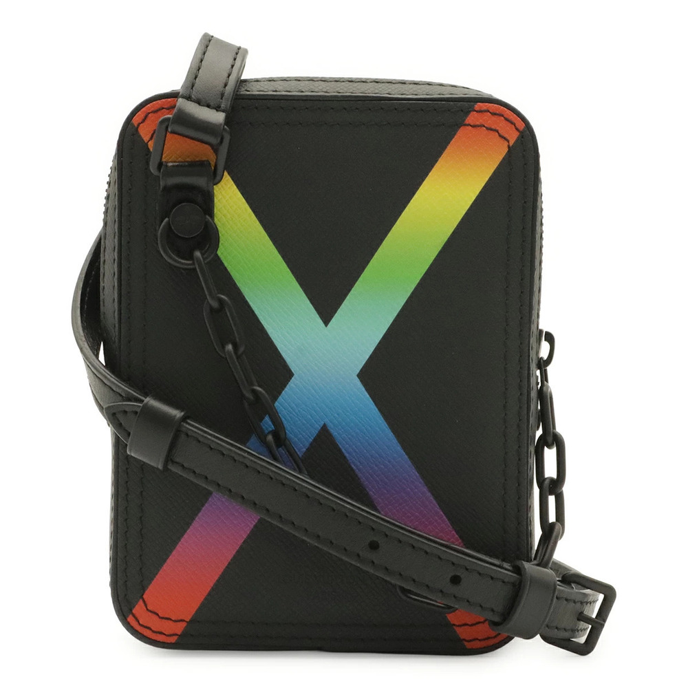 LOUIS VUITTON Taiga Rainbow Danube Messenger Crossbody Bag Leather Noir Black